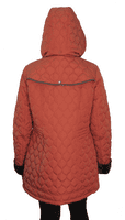 ❤️ Up to Plus ❤️ Womens Fleece Lined Hooded Quilted Rust Coat db218